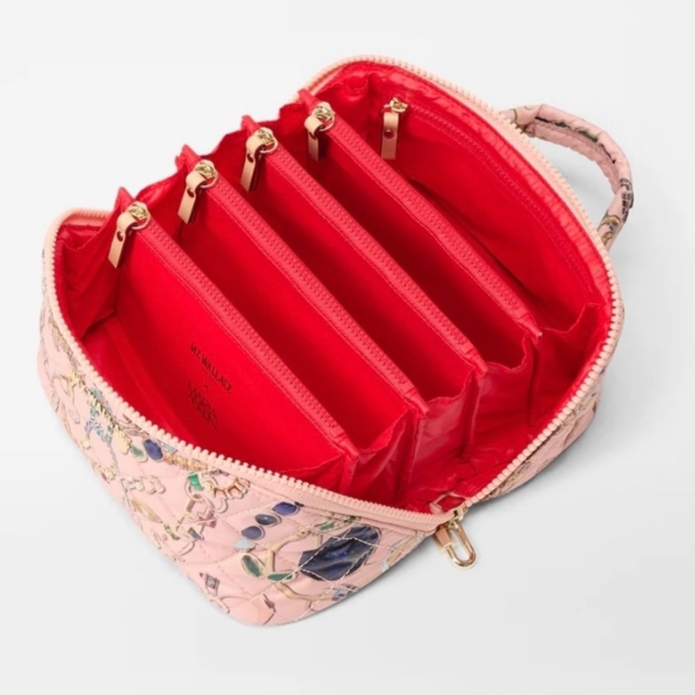 MZ Wallace x Marla Aaron Pink Lock Print Accordion Jewelry Case Bag - Picture 9 of 16